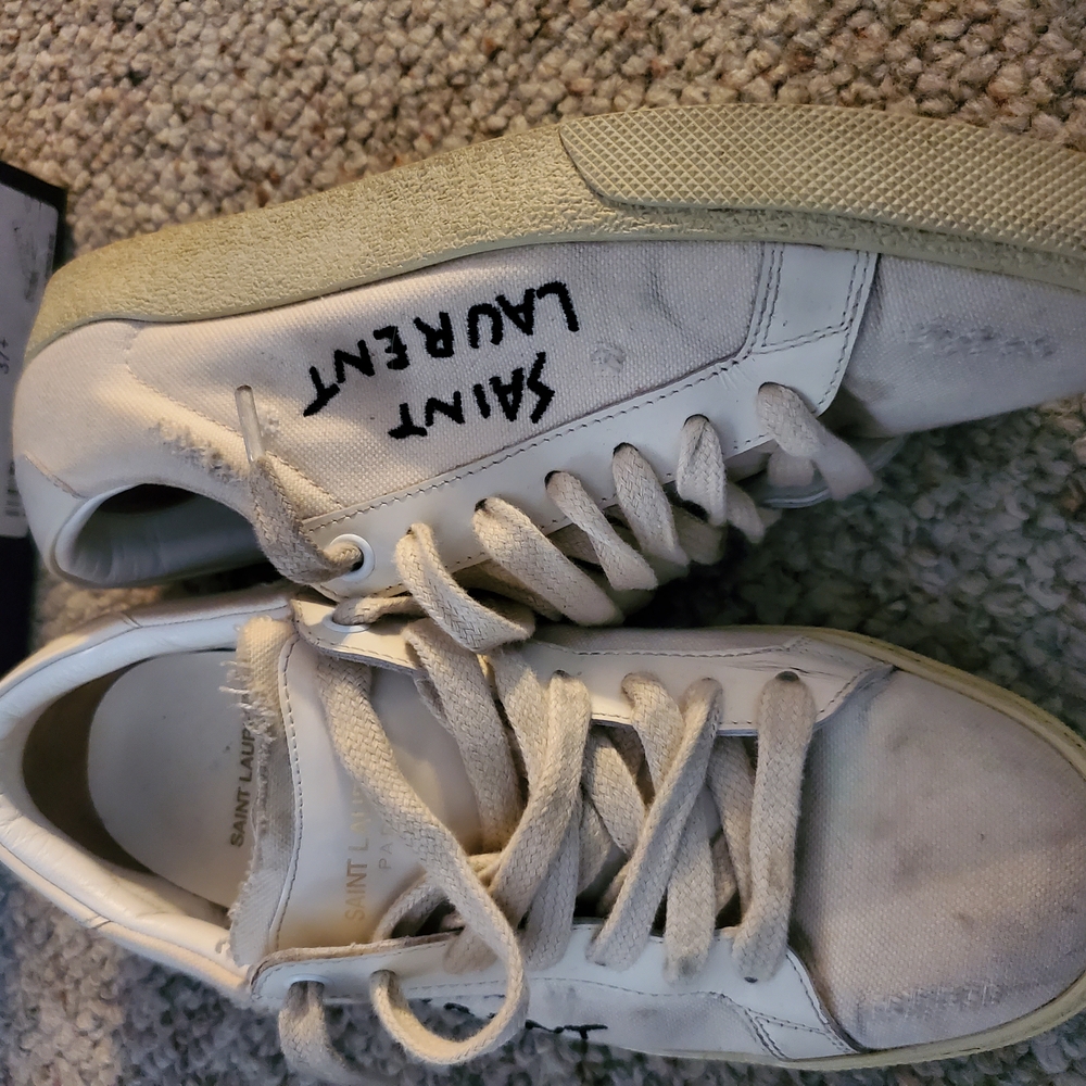 Saint Laurent White Distreesed Sneakers Low-Top - Picture 2 of 5